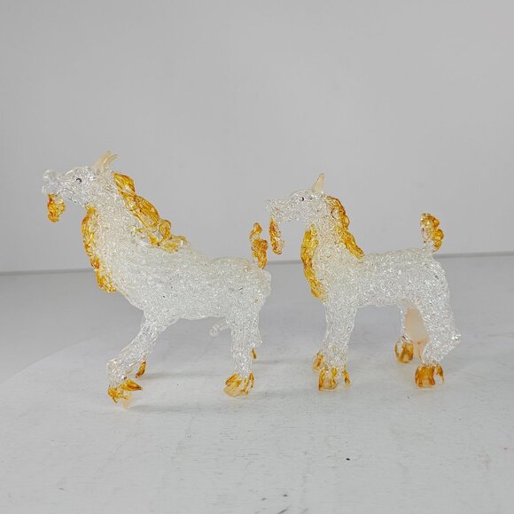 Pair Of Spun Glass Goats With Golden Accents Figurines Anatomically Correct - Picture 3 of 8
